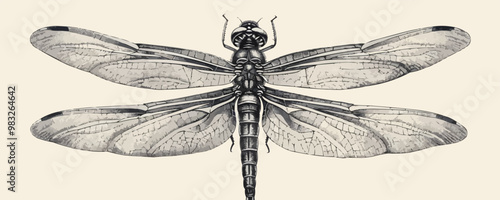 Dragonfly insect hand drawn engraving sketch. vector simple illustration