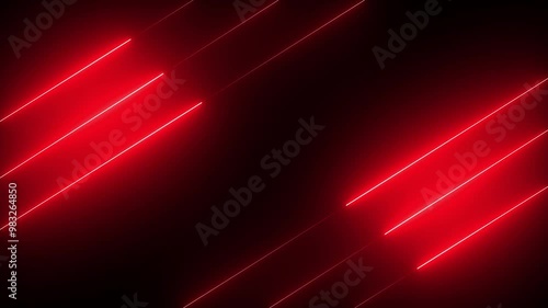 Abstract red lights animated on a dark background. abstraction neon Lines moving up screen with black background.