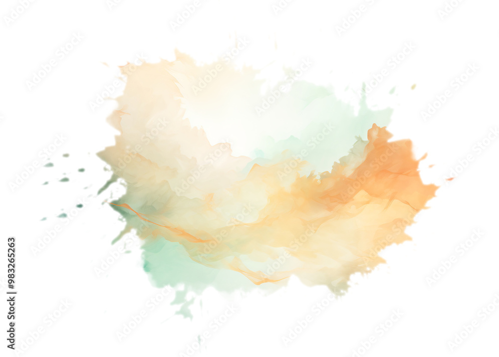 Obraz premium Watercolor shape blends contrasting colors, creating a vibrant and textured design element on a transparent background