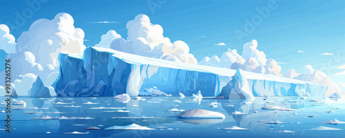 Vector cartoon Arctic ice landscape