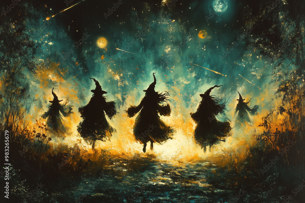 halloween background with witches halloween background with witches