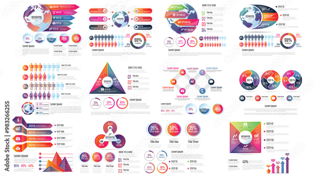 infographics collection, Collection of vector chart infographic ...