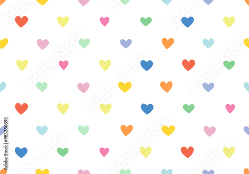 Colourful tossed heart pattern. A pretty vector seamless repeat pattern ideal for valentines fabric, scrapbooking and stationery projects projects. Heart pattern background border. Cute vector art