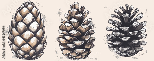 Fir cone sketch hand drawn in doodle style. vector simple illustration