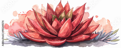 Scarlet plant aloe hand drawn sketch. vector simple illustration