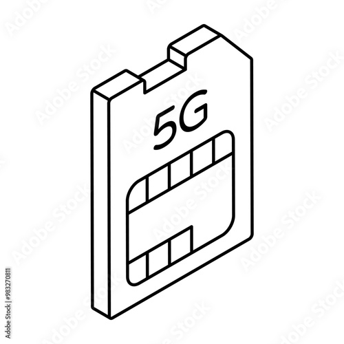 An icon design of 5g Sim card