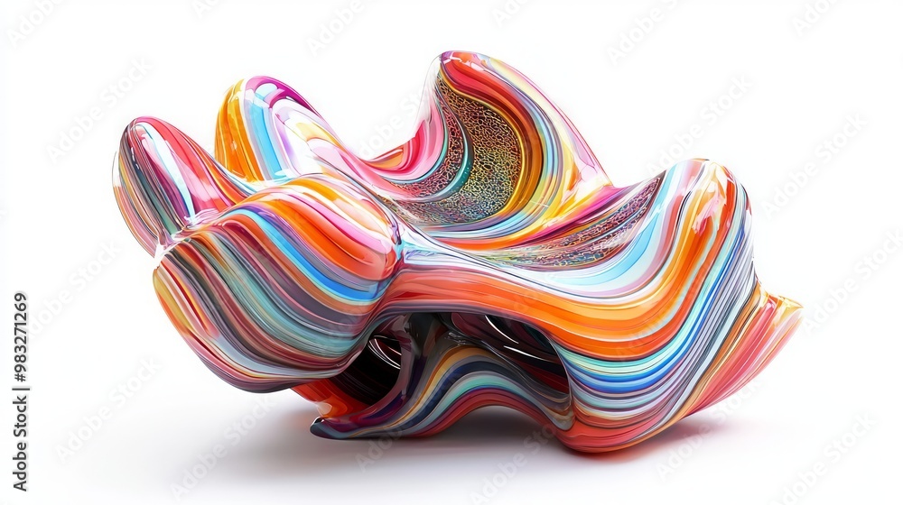 Obraz premium Glowing Mystical Artifact in 3D with Swirling Colors on White Background