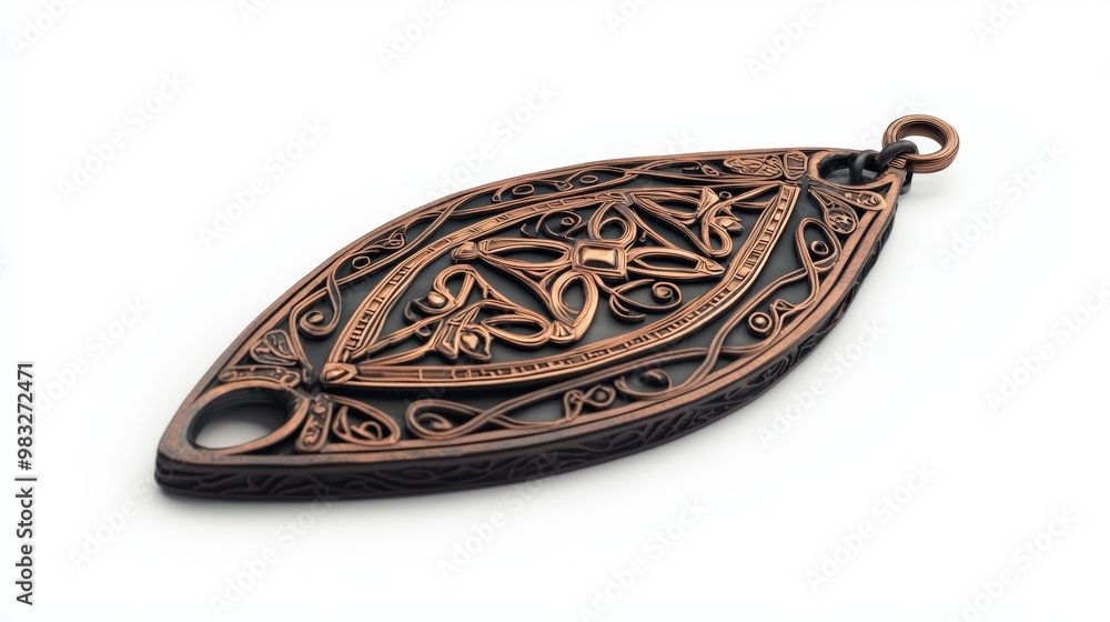 Enchanting 3D Render of Intricately Designed Magical Amulet Tilted at 45 Degrees on White Background Enchanting 3D Render of Intricately Designed Magical Amulet Tilted at 45 Degrees on White Background