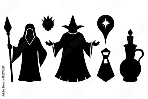 Enhance your Halloween projects with these versatile icon silhouettes ideal for crafting designs that celebrate the spooky season.