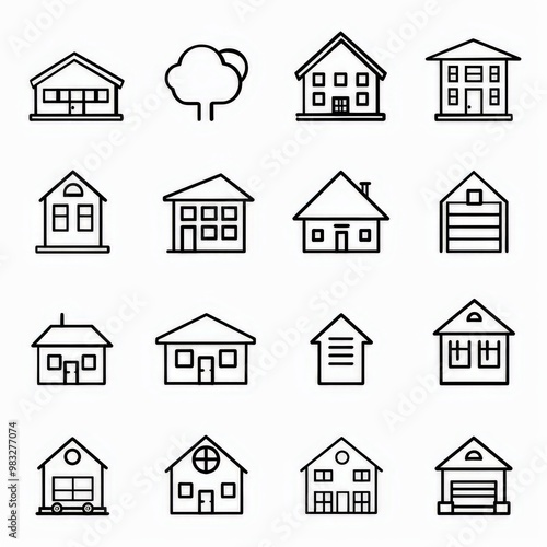 Professional And Minimalist Icons, Rent, Line art, flat, 2d, black and white, white background stylize 50