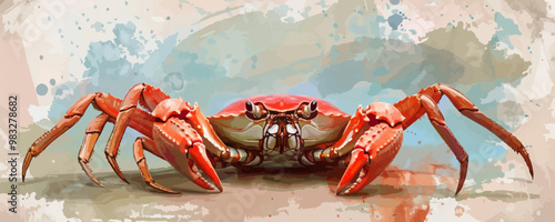 crab, in watercolor style.. vector simple illustration