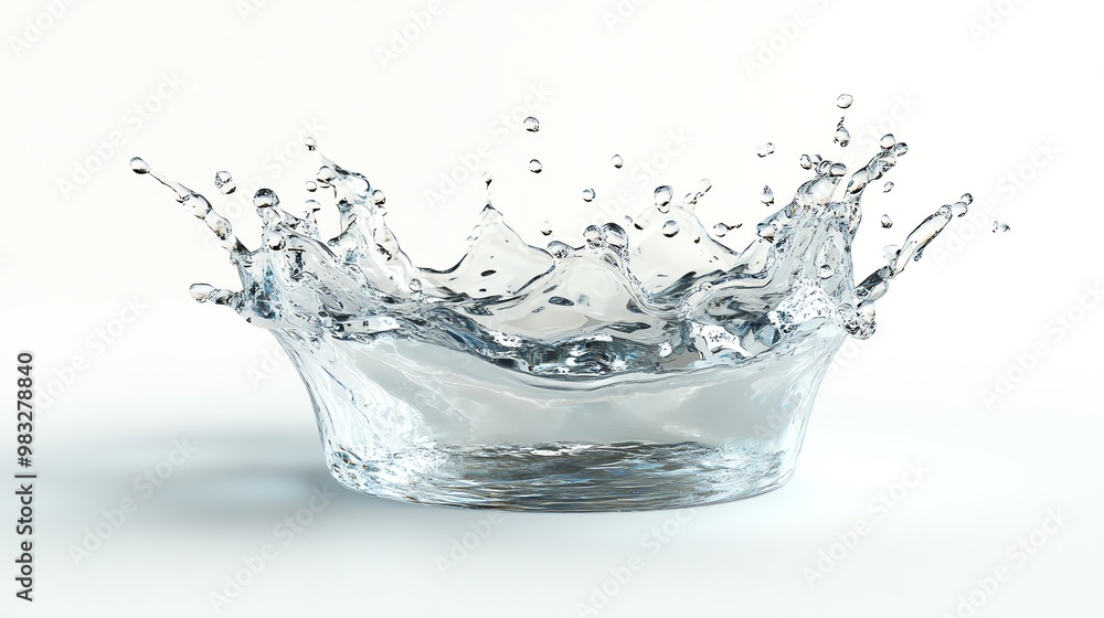 A clear water splash creating a crown-shaped form. A clear water splash creating a crown-shaped form.