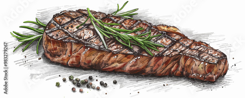 Steak sketch engraving hand drawn Restaurant business concept. vector simple illustration