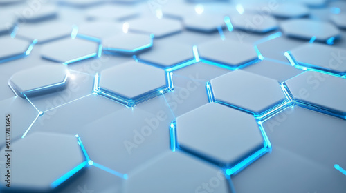 Networking-themed background featuring light gray hexagons connected by glowing blue lines, symbolizing efficient and seamless digital communication.