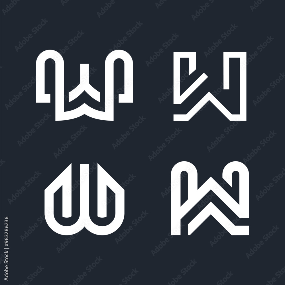 Set of letter W design idea with modern concept for business Set of letter W design idea with modern concept for business