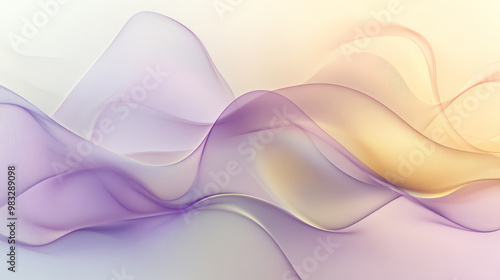 Fluid colorful waves in soft lavender and pale yellow, blending gently together to create a smooth, abstract background.