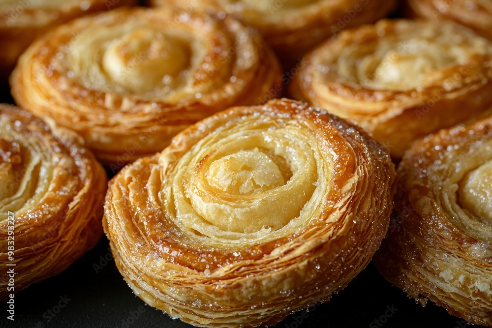 Close-up of Golden Brown Pastry with Sugar Glaze Close-up of Golden Brown Pastry with Sugar Glaze