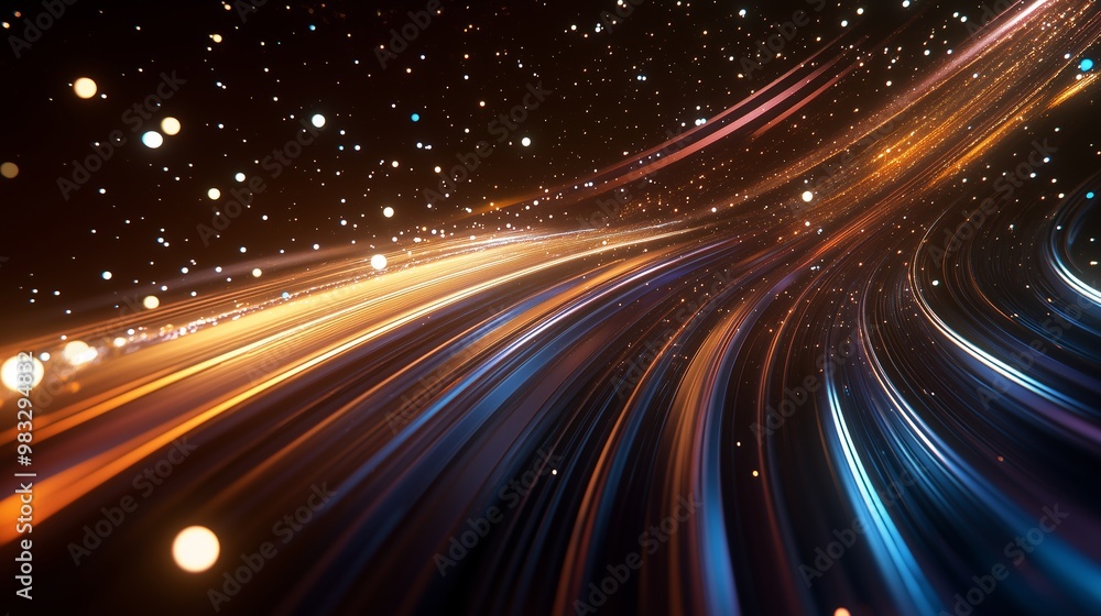 Obraz premium Colorful abstract light trails swirling against a dark background, creating a sense of movement and energy