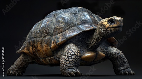 Close-Up of a Tortoise with a Detailed Shell