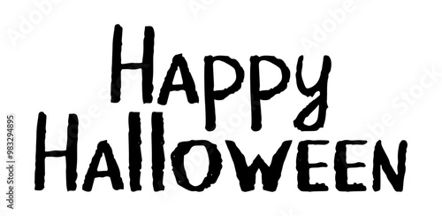 Hand drawn happy halloween text banner. Vector illustration