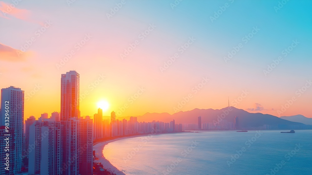 Fototapeta premium sunset over city