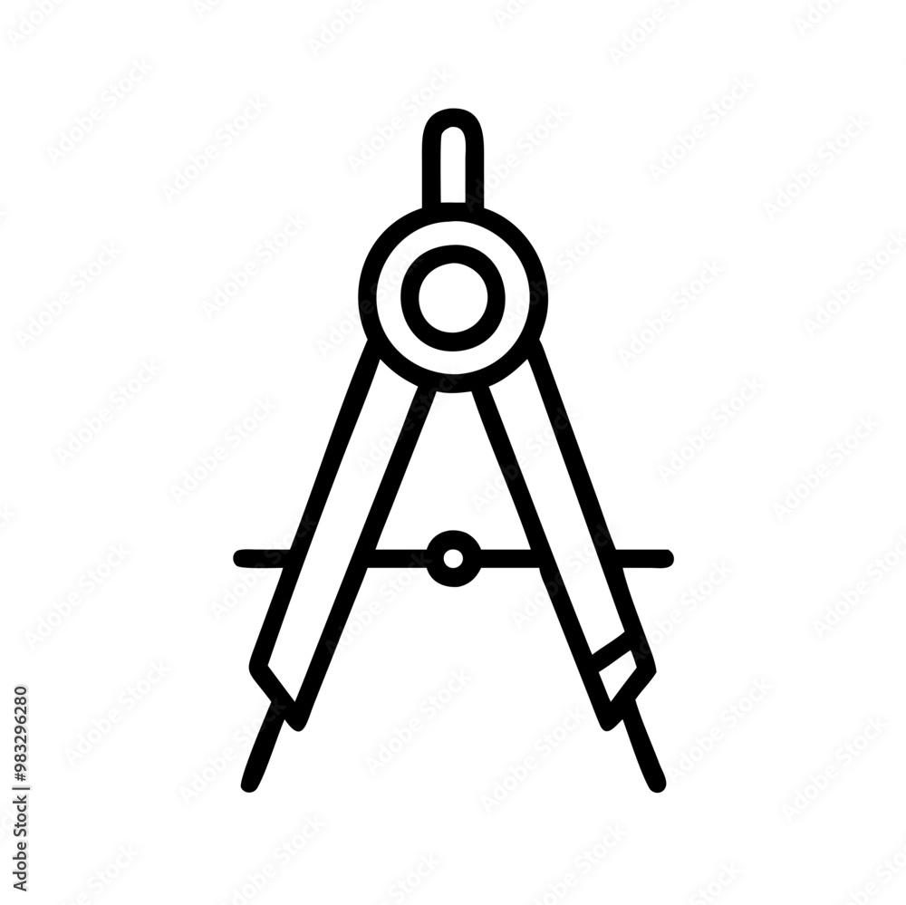 Compass Icon, Line Drawing, Geometry and Mathematics Tool Compass Icon, Line Drawing, Geometry and Mathematics Tool