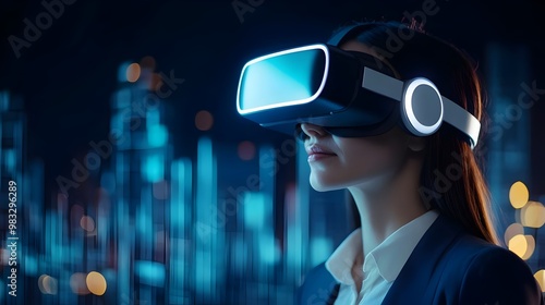 business woman with VR glasses