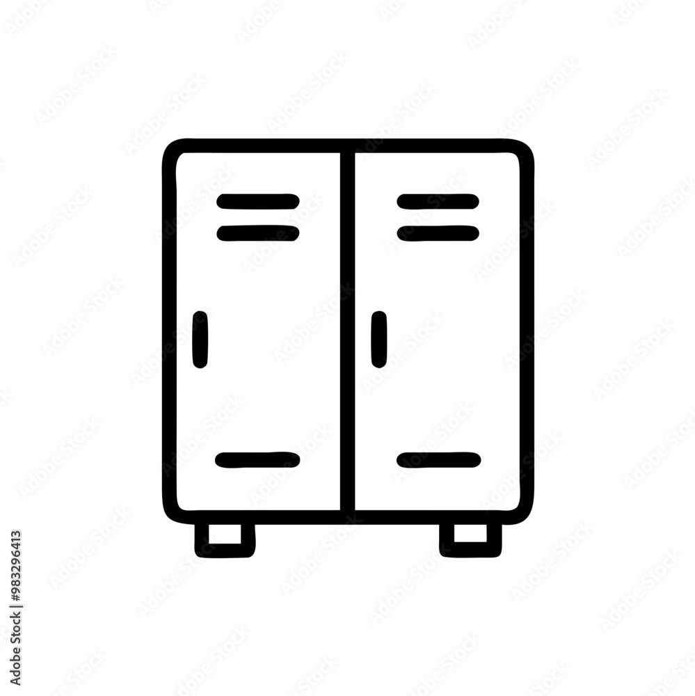 Locker with two doors, minimalistic storage or school locker icon Locker with two doors, minimalistic storage or school locker icon