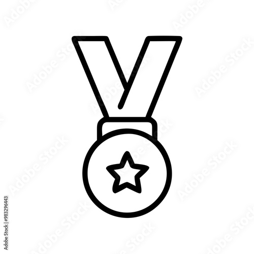 Medal with star, minimalistic award or achievement icon