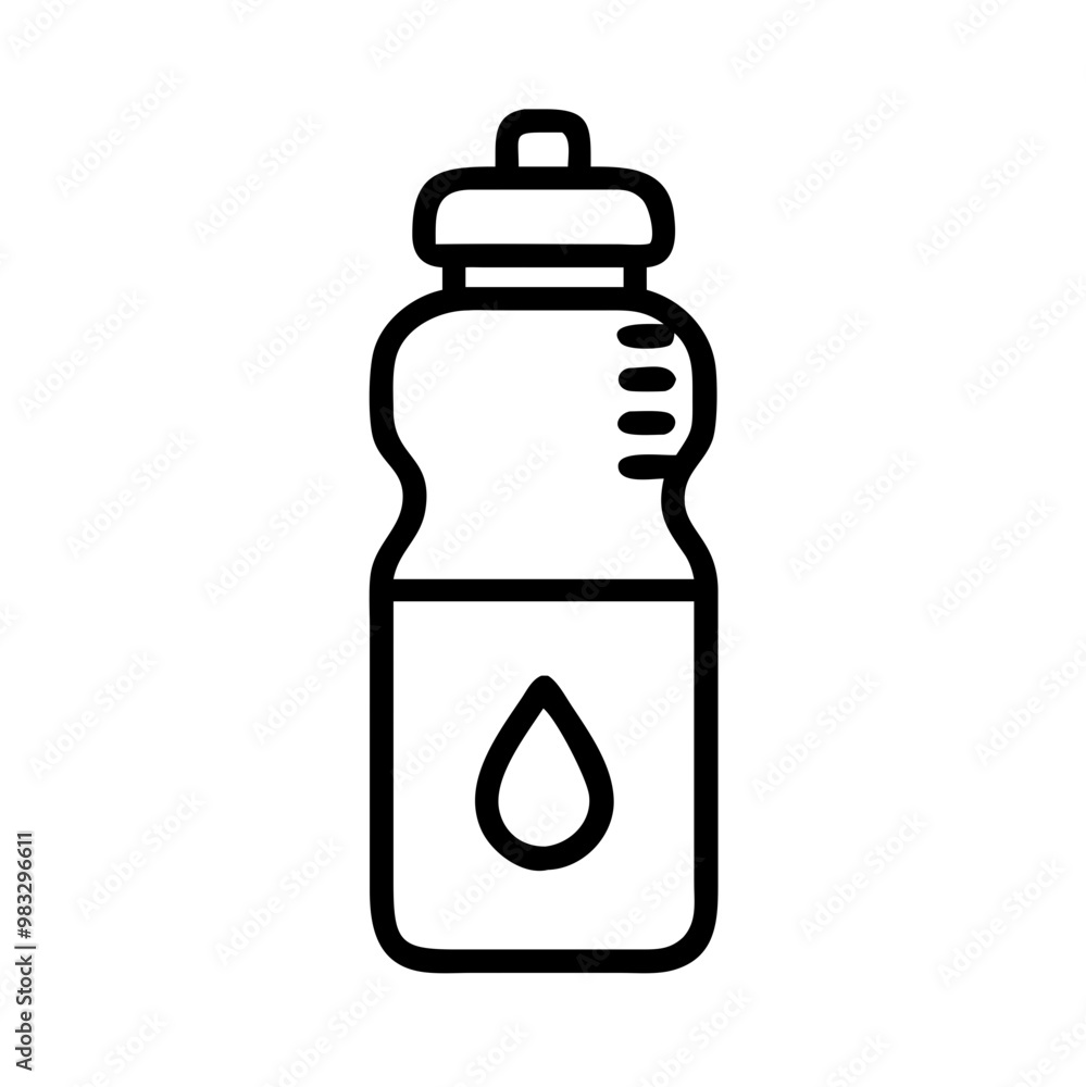 Water bottle with liquid drop icon, minimalistic hydration symbol Water bottle with liquid drop icon, minimalistic hydration symbol