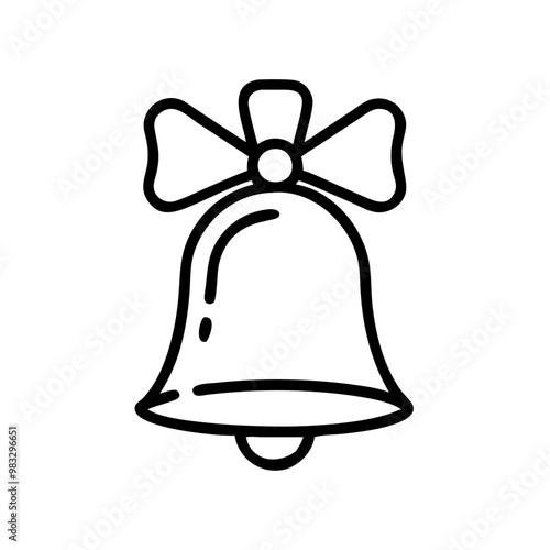 Bell with ribbon, minimalistic icon for notifications or celebrations
