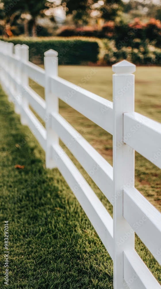 Vibrant autumn colors fill the landscape as trees stand behind a white wooden fence, enclosing a tranquil pasture for horses to roam freely, creating a picturesque setting Vibrant autumn colors fill the landscape as trees stand behind a white wooden fence, enclosing a tranquil pasture for horses to roam freely, creating a picturesque setting