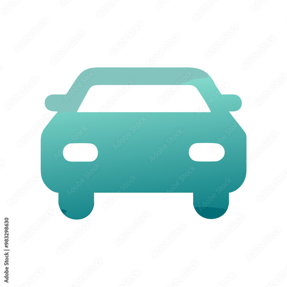 Obraz premium Gradient teal car icon illustration