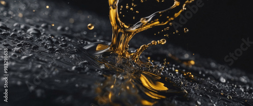 Golden Splash on Black Banner Background