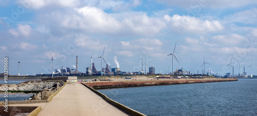 tata steel factory in the netherlands seen from north pier of north sea canal photo