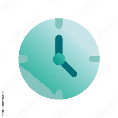 Gradient teal clock icon illustration