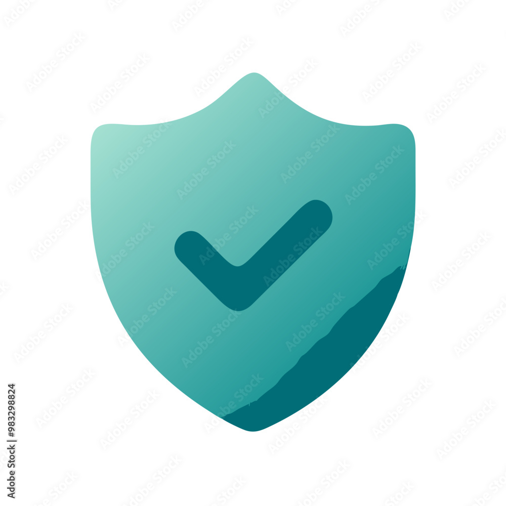 Gradient teal shield icon with checkmark Gradient teal shield icon with checkmark