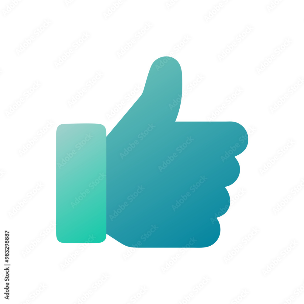 Gradient thumbs-up illustration in teal Gradient thumbs-up illustration in teal