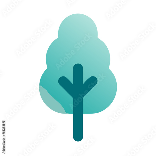Stylized tree illustration in gradient green