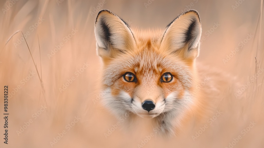 A close up of a fox in the grassy field, AI A close up of a fox in the grassy field, AI