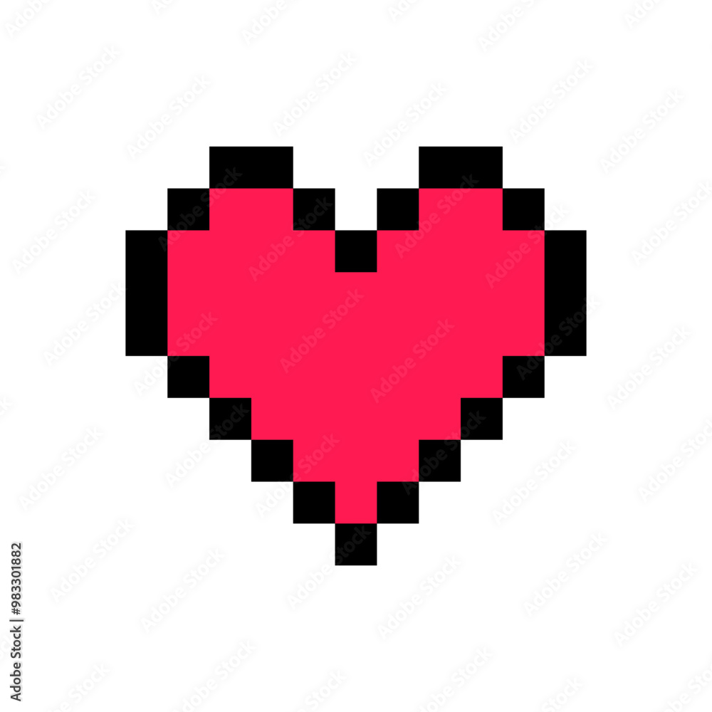 Valentine pixelated red heart icon. Isolated on white background. Valentine pixelated red heart icon. Isolated on white background.