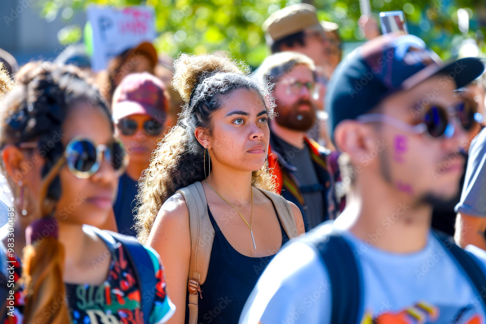 A peaceful protest with participants of all backgrounds. A peaceful protest with participants of all backgrounds.