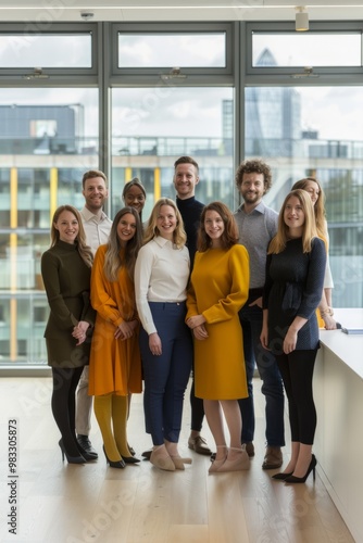 Diverse Group of Young Professionals in Modern Office Setting