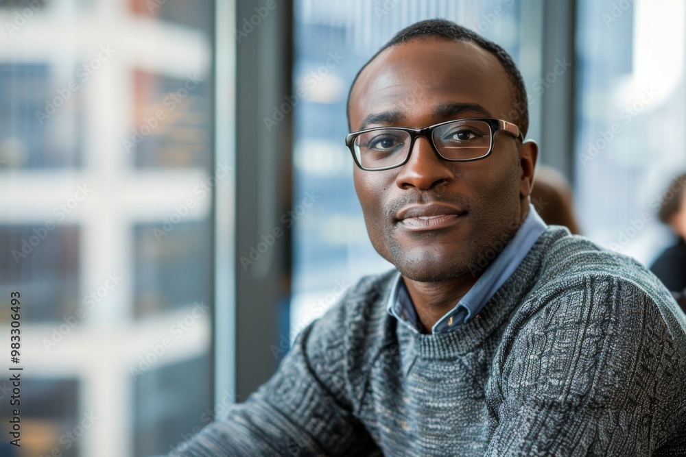 Professional African American Man in Modern Office Setting Professional African American Man in Modern Office Setting