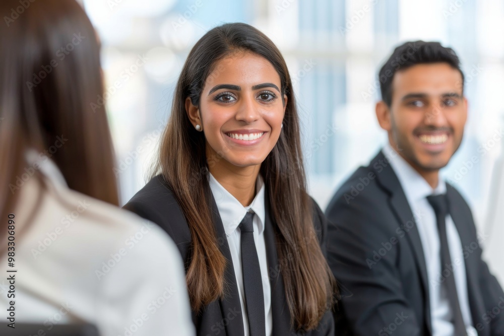 Confident Indian Businesswoman In Meeting With Colleagues Confident Indian Businesswoman In Meeting With Colleagues