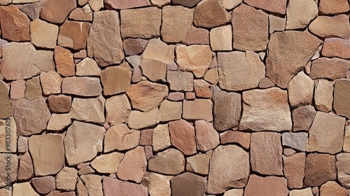 Square flat stone pavers adorned with pebbles create a textured design on a patio, beautifully illuminated by natural light, showcasing fine details SEAMLESS PATTERN