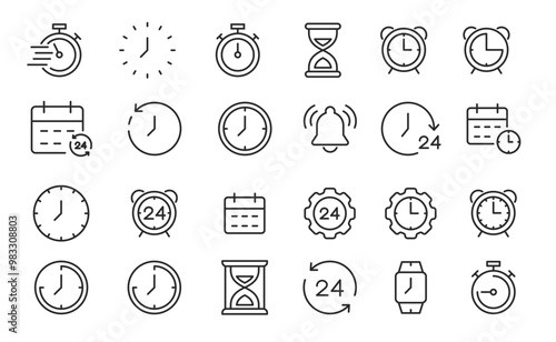 set of clocks icons. vector. editable	