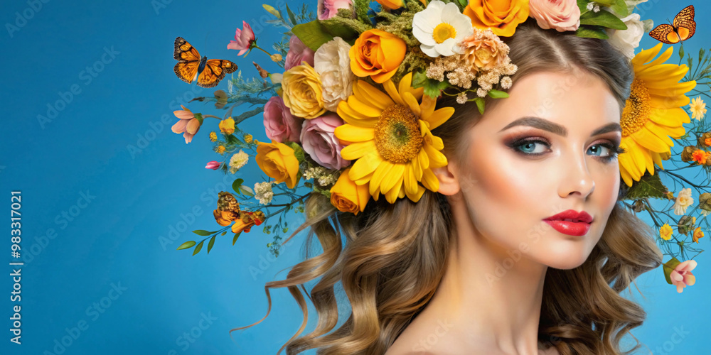 portrait of a girl with flowers portrait of a girl with flowers