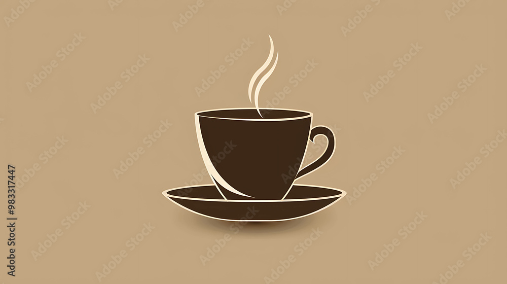 A simple illustration of a steaming cup of coffee on a saucer. A simple illustration of a steaming cup of coffee on a saucer.