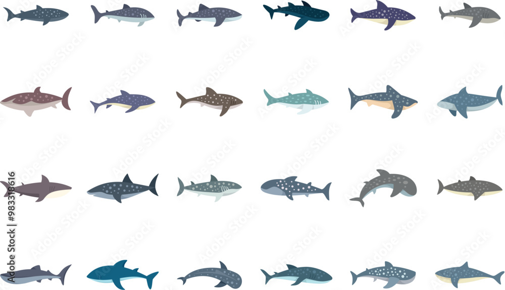 Fototapeta premium This is a collection of whale sharks swimming in different poses